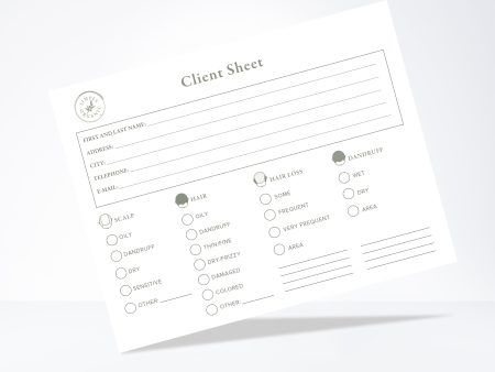 Client Treatment Sheets (Set of 10) on Sale